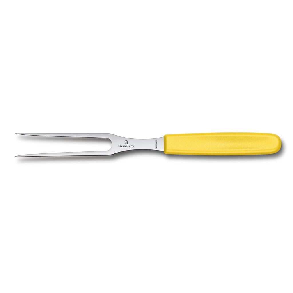 VICTORINOX Carving 15cm Ideal for Cutting and Grilling Dishwasher Swiss Fork, Yellow, Meat, BBQs, Steaks, Safe, Classic, 5.2106.15L8B