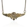 Steampunk Antique Angle Wings Gears Pendant Long Chain Statement Necklace