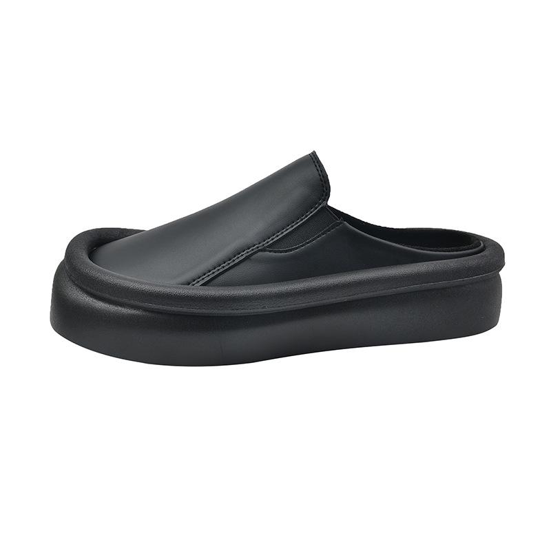 2024 лето новая корейская версия кекс толщина мешок голова однотонные повседневные полутапочки женская одежда хлеб ленивые крутые тапочки