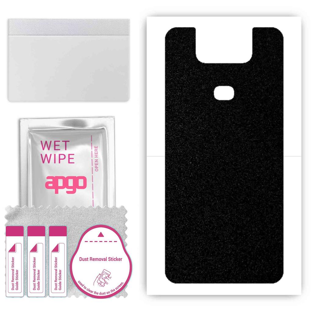 apgo Protective Skin Sticker for the Back Compatible with Asus Zenfone 6 ZS630KL 6Z, Wrap Film, Foil, Vinyl - Pattern Matte Black