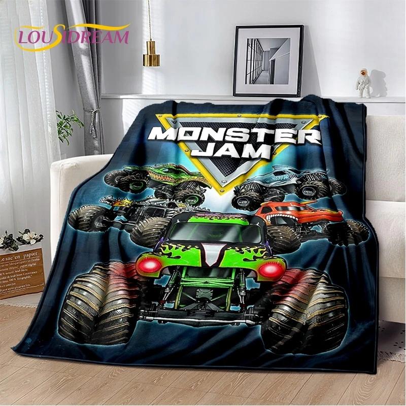 Мягкое фланелевое одеяло Monster Truck 3D Monster Jam Cartoon для кровати, спальни, дивана, пикника, плед для отдыха на свежем воздухе, подарок