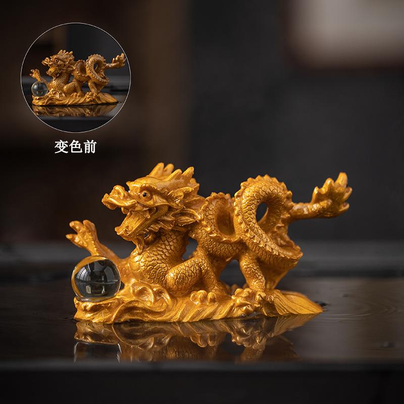 Xianglong Playing with Pearls Attracting Wealth Chameleon Tea Pets Exquisite Ornaments for Nurturing Kung Fu Tea Set