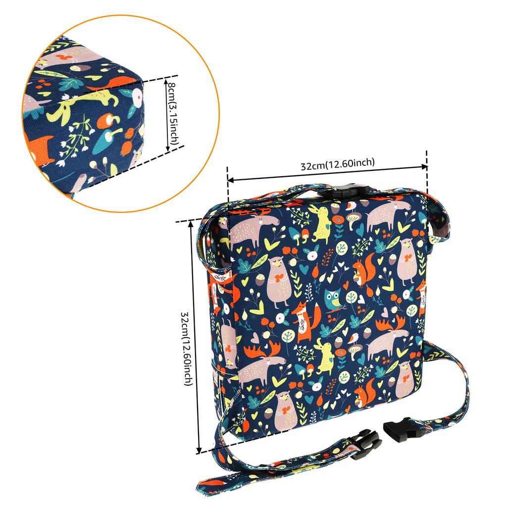 Non Slip Kids Booster Seat Child Dining Table Booster Seat with Adjustable Safety Belt & Fastening Strap Cartoon Booster Cushion