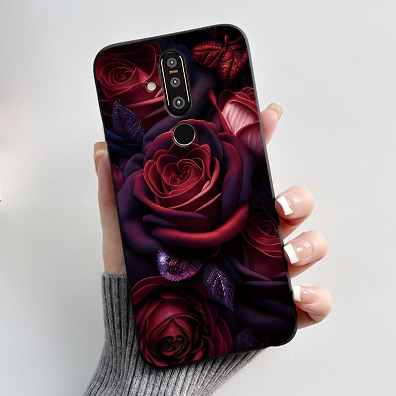 Чехол для телефона Nokia 8.1 Plus / Nokia X71, Чехол для телефона, Узор «Обширные луга с красивыми полевыми цветами», Мягкий черный чехол, Защита от царапин
