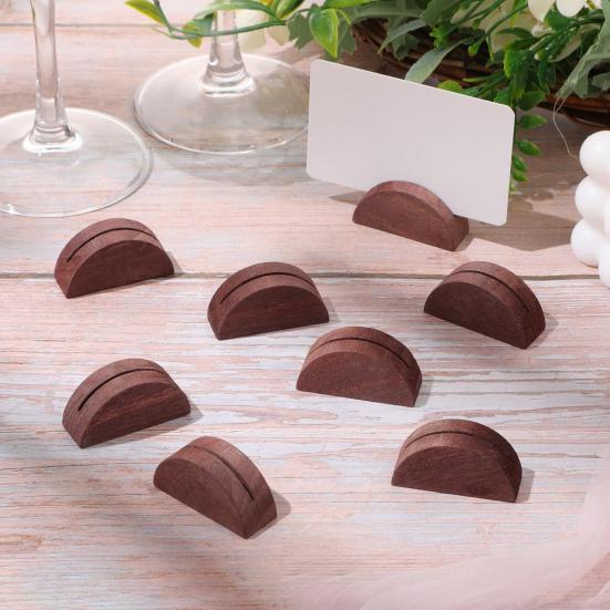 10Pcs Semicircular Wooden Business Card Holder Reusable Wedding Banquet Restaurant Table Number Place Card Holder Stand