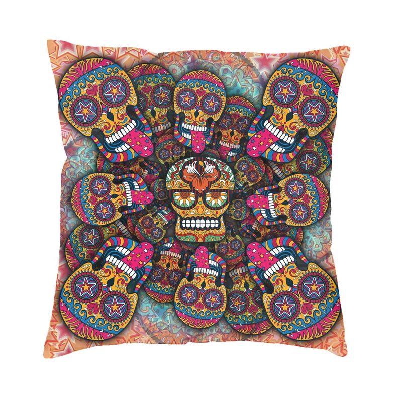 Day Of The Dead Sugar Skull Square Pillowcover Decoration Cushion Cover Throw Pillow for Sofa Doublesided Printing