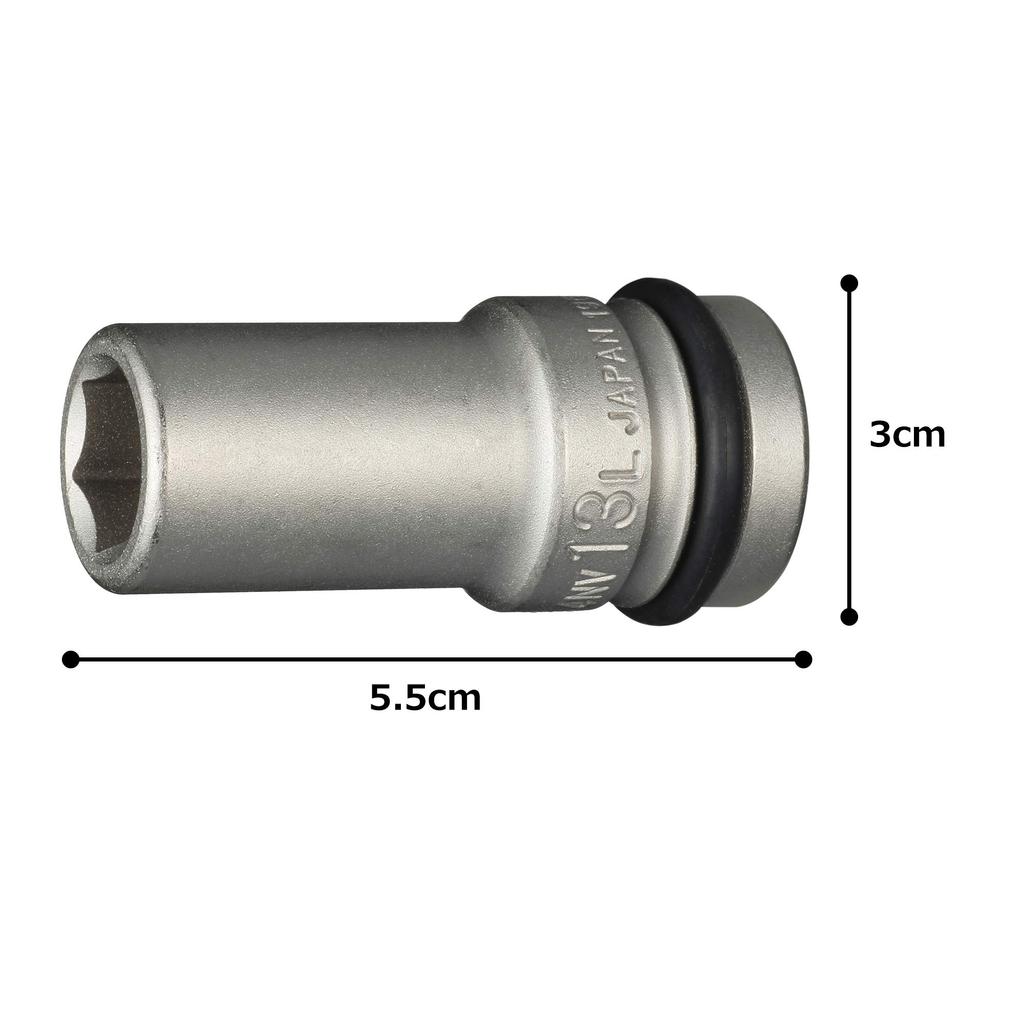 Ударная длинная головка TONE Угол привода Ширина под ключ 13 мм HP4NV-13L 12,7 мм (1/2")