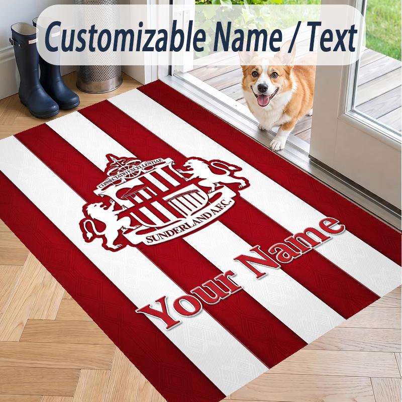 Custom Text Printed Rug Sunderland FC Non Slip Floor Carpet For Home Room Decor