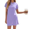 Women's Coverups Short Sleeve T-Shirt Dress Casual Side Slit Loose Fit Knee Length Beach Dress
