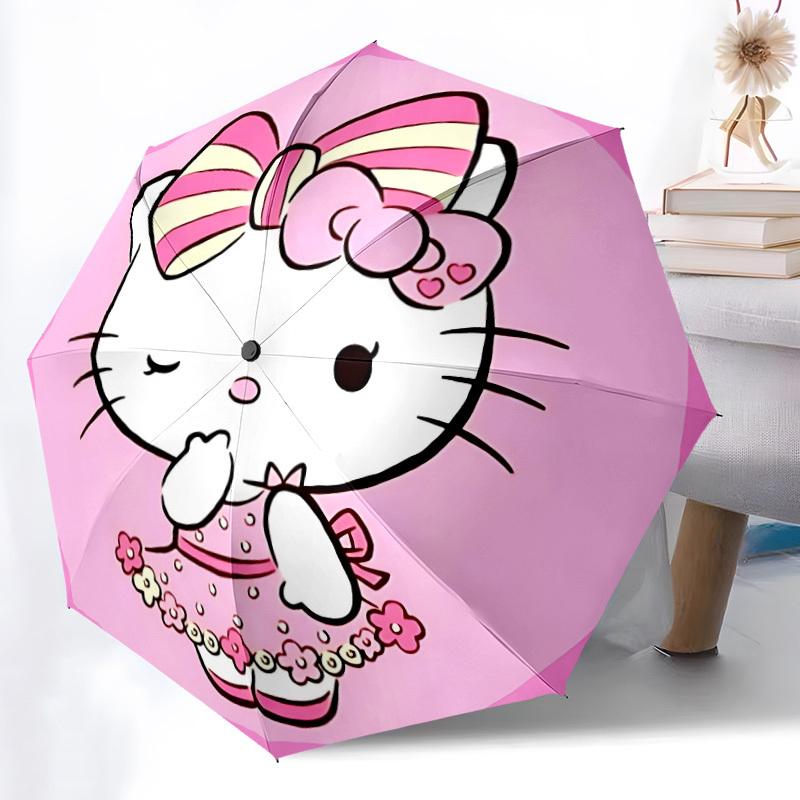 1 шт. Автоматический складной зонт Hello Kitty, портативная складная конструкция, 8-реберный железный каркас, всесезонный повседневный уличный аксессуар на Рождество, день рождения