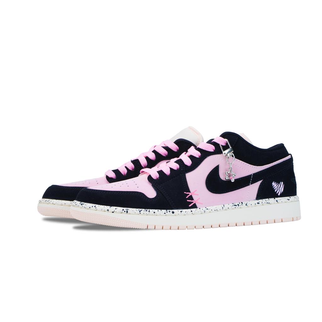 Jordan Air Jordan 1 Berry Pink Cheese Cushioning, Wear Resistant Low top Vintage Basketball Shoes Unisex Black Pink DC0774-003(Team836-)
