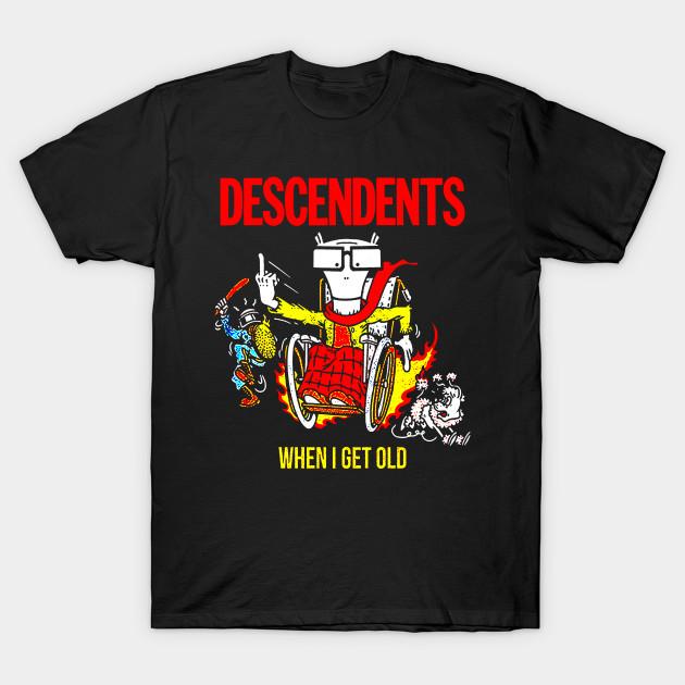 Men Black Print T-shirt Descendents - When I Get Old No-Cut Heat Transfer Print Cotton Tshirt