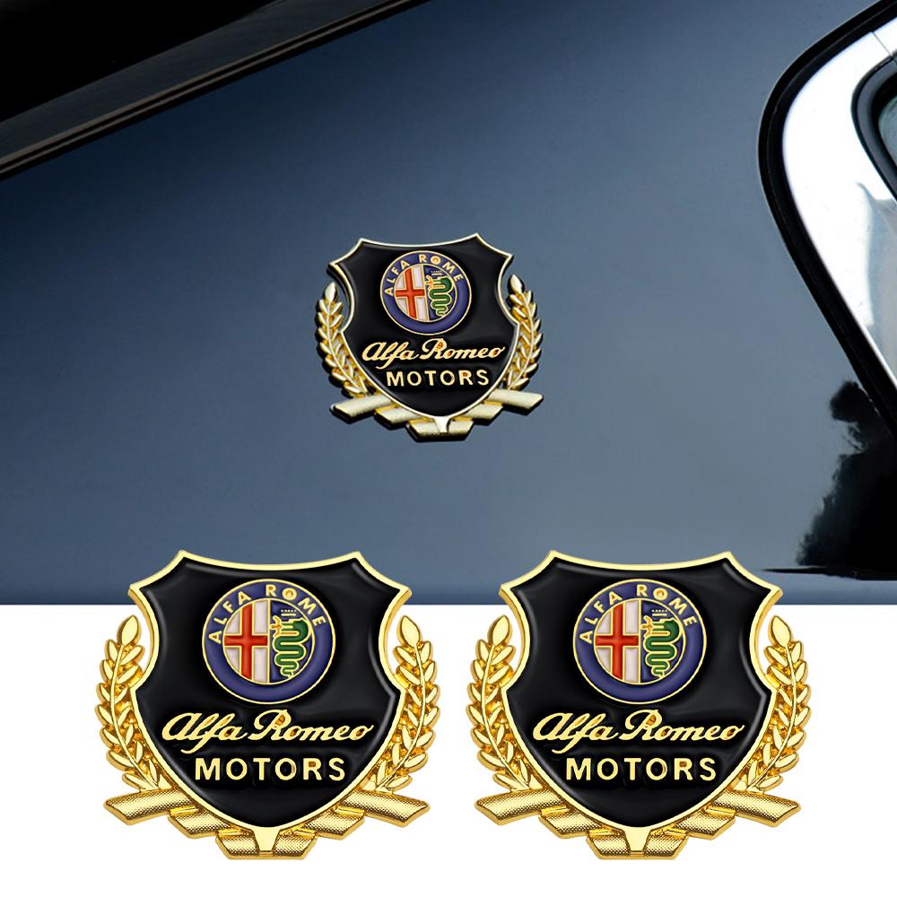 2pcs 3D Metal Emblem Design Car Body Window Decor Stickers Auto Styling For Alfa Romeo 159 Stelvio Volante Giulietta Mito 147 F1