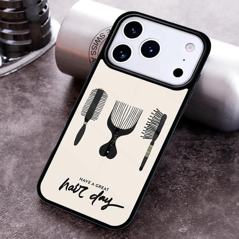 Hair Stylist Scissors Brush Switch Phone Case for iPhone 17 16 15 Pro Max Air 14 13 12 11 Plus Shockproof Cover