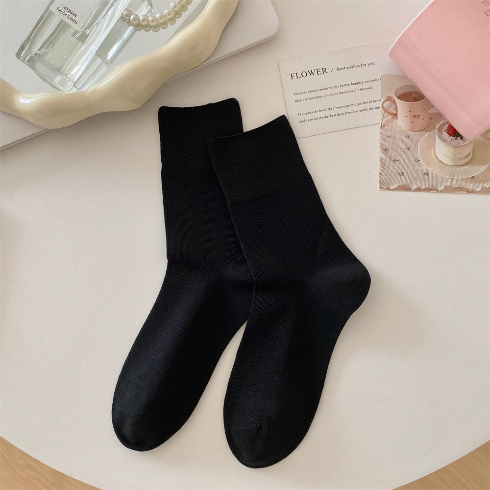 Thin Boneless Confinement Socks Solid Color Anti-Pilling Stacking Socks Summer Sweat-Absorbing And Breathable Medium Tube Socks Versatile Cotton Socks