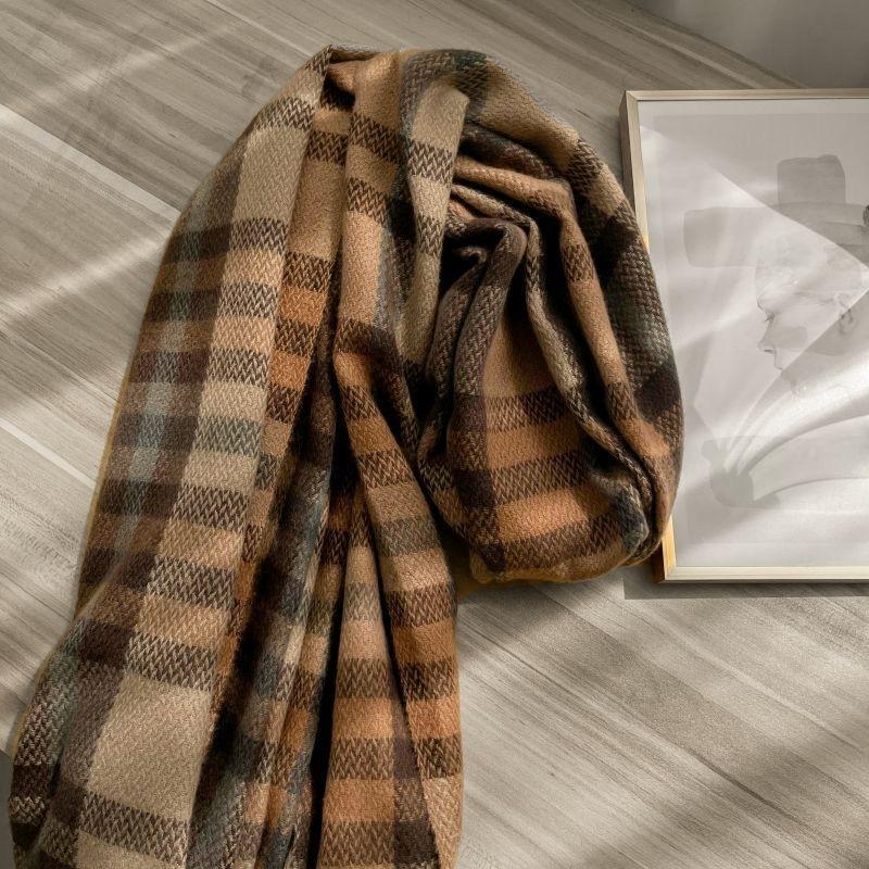New Thickened Scarf Korean Sweet Warm Imitation Cashmere Scarf Plaid Shawl Student Scarf Women