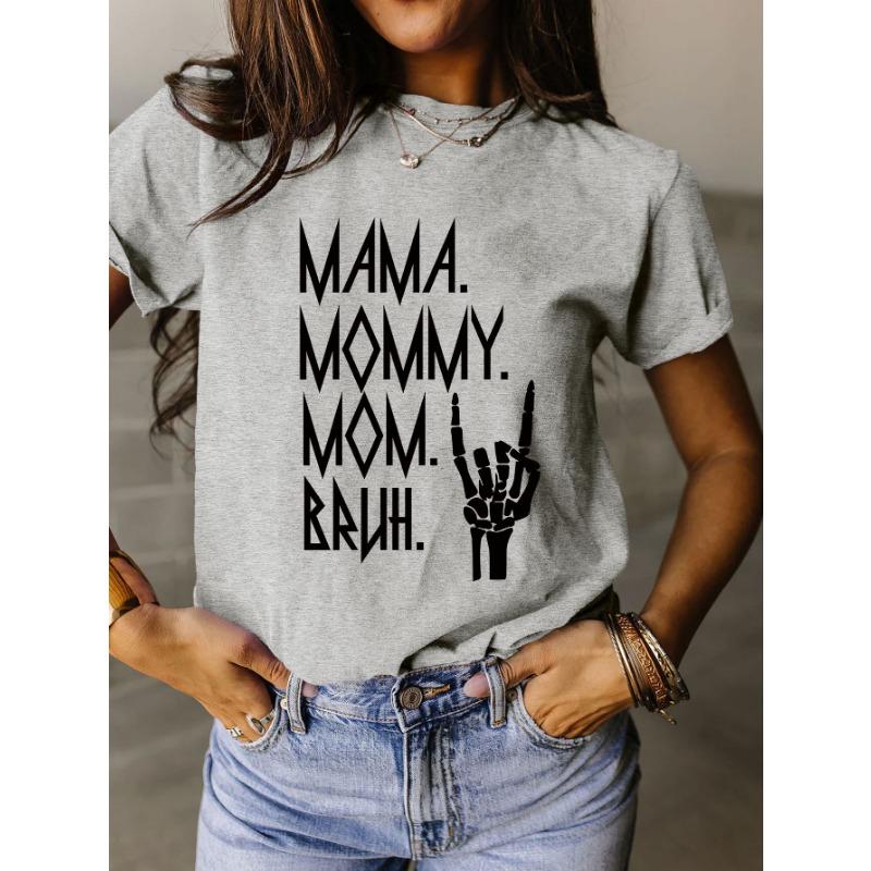 Летняя футболка с принтом MAMA MOMMY из чистого хлопка, с круглым вырезом, свободного кроя, с короткими рукавами, модная женская
