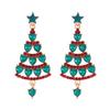 1 пара женских сережек в форме рождественской елки с кубическим цирконием, выдолбленные, подвесные