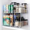 1pc Pull Out Cabinet Spice Rack Organiser, Pull Out Kitchen Spice Shelf Organiser, 2 Tier Cabinet Organiser, Under Sink Organiser