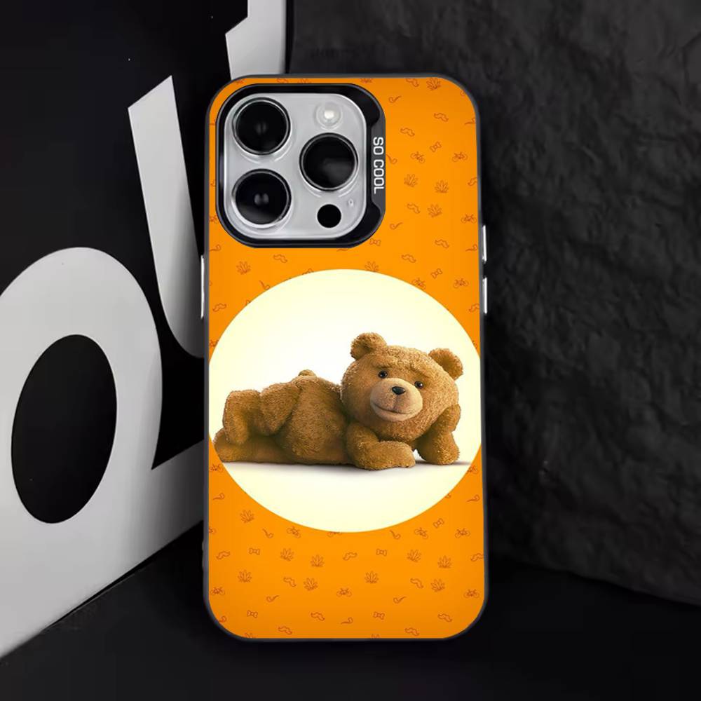 Чехол для телефона с мультяшным мишкой Тедди, Ted, для iPhone 17,16,15,14,13,12,11, Pro, Max, Plus, E, Air, Mini, черный, покрытие из ТПУ