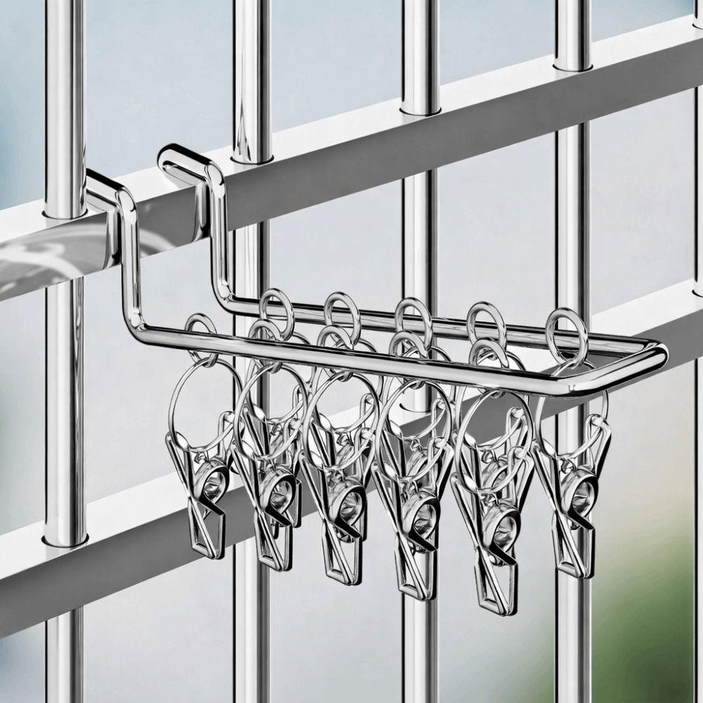Windproof Socks Drying Rack Stainless Steel Socks Clips Durable Laundry Hanger  Balcony