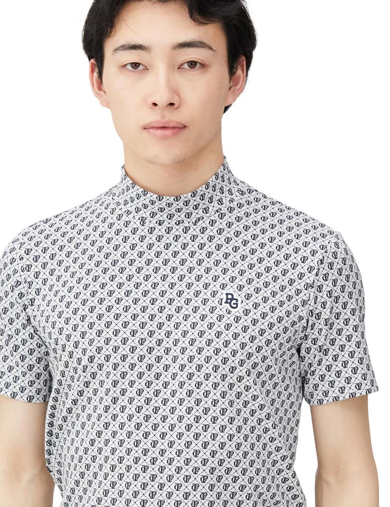 PEARLY GATES Short Sleeve High Neck Shirt Monogram Golf Undershirt x Navy Size 6 Men's (Moisture-Wicking, Quick-Drying, Pattern) / / 053-4167305