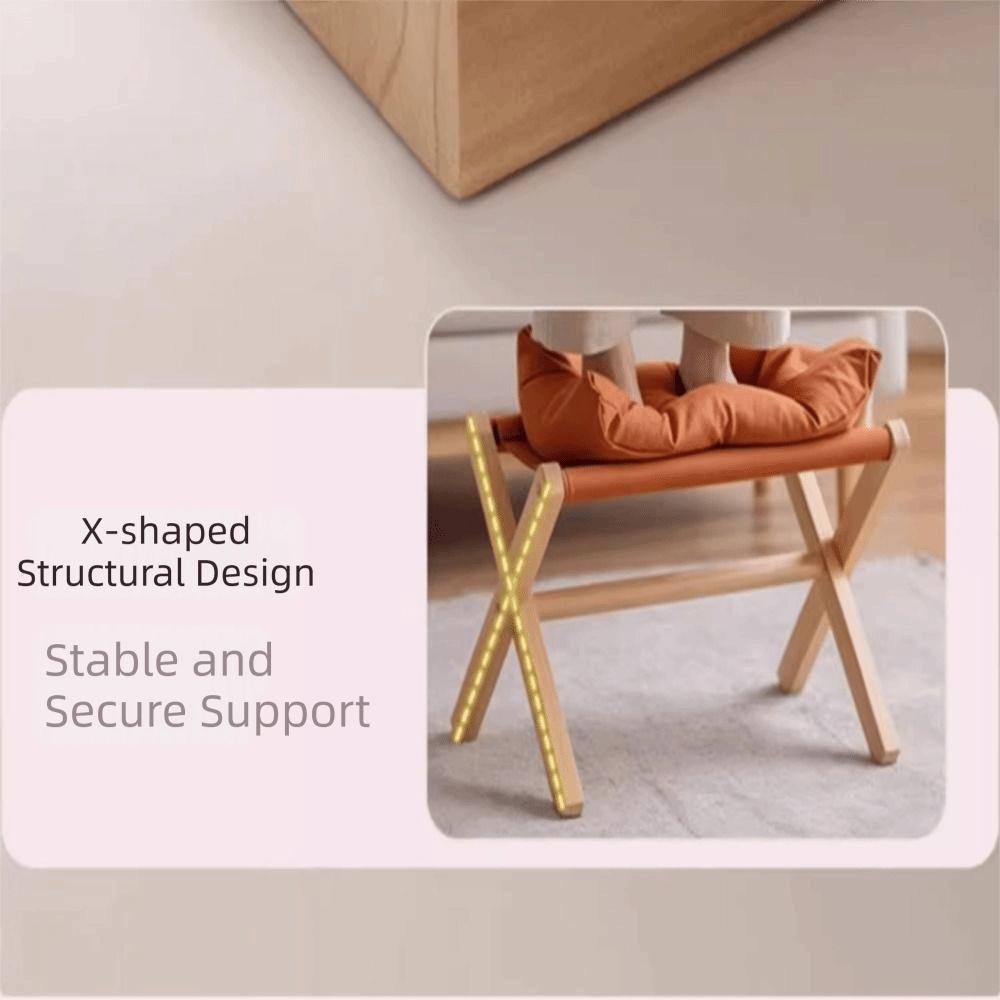 Cotton-filled Cushion Footstool Compact Design Folding Stool Shoe Changing Stool Entryway Use