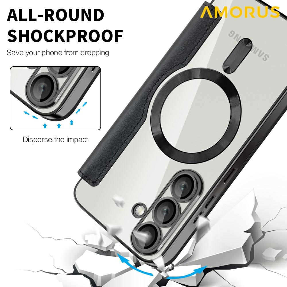 Чехол для Samsung Galaxy A56 5G, совместимый с MagSafe, с блокировкой RFID, держателем для карт, кожаный чехол для телефона