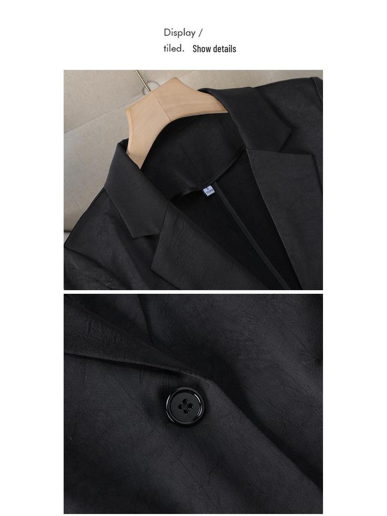 Женский зеленый летний блейзер с рукавом средней длины - 2024 Маленький повседневный жакет