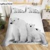 Polar Bear Duvet Cover Set King Queen Full Size Polyester Comforter Cover For Kids Boys Girls Wild Animals Pattern Bedding Set