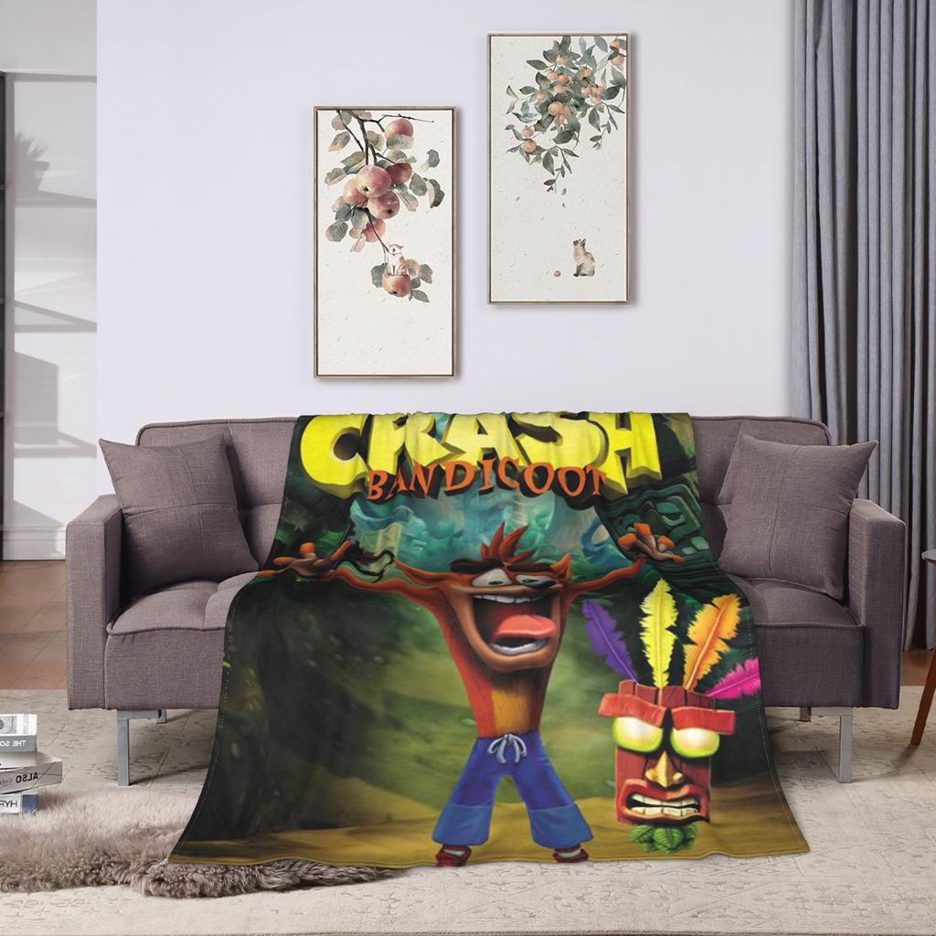 Soft Warm BlanketStudents Decorative Crashs Bandicoots Throw Blanket Flannel Bedspread For Living Room Aesthetic Sofa Bed Cover