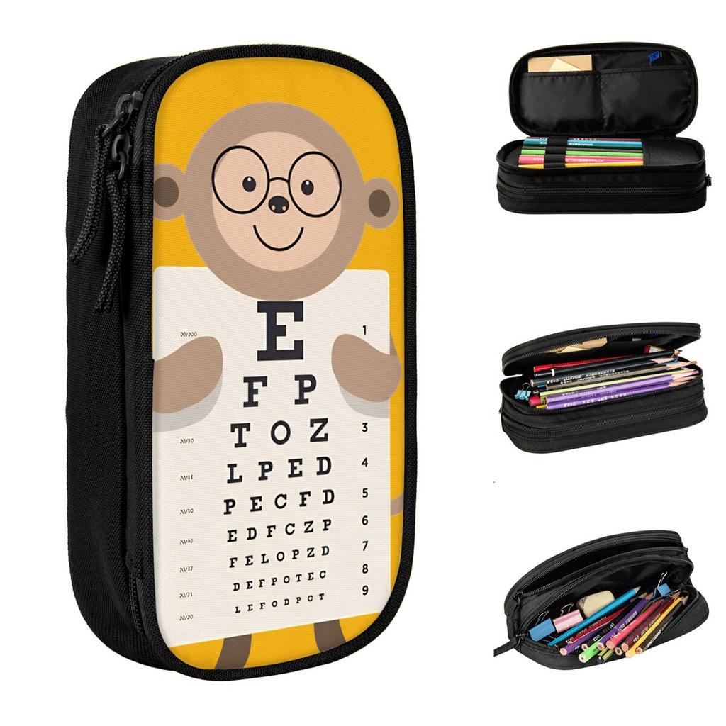 Eye Exam Pencil Case Canvas Pen Box Students Kawaii Big School Pencil Cases Stationery
