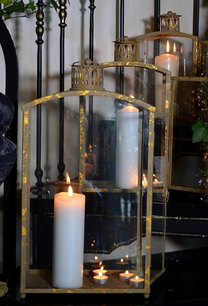 Decorative lantern gold vintage chic 46 cm