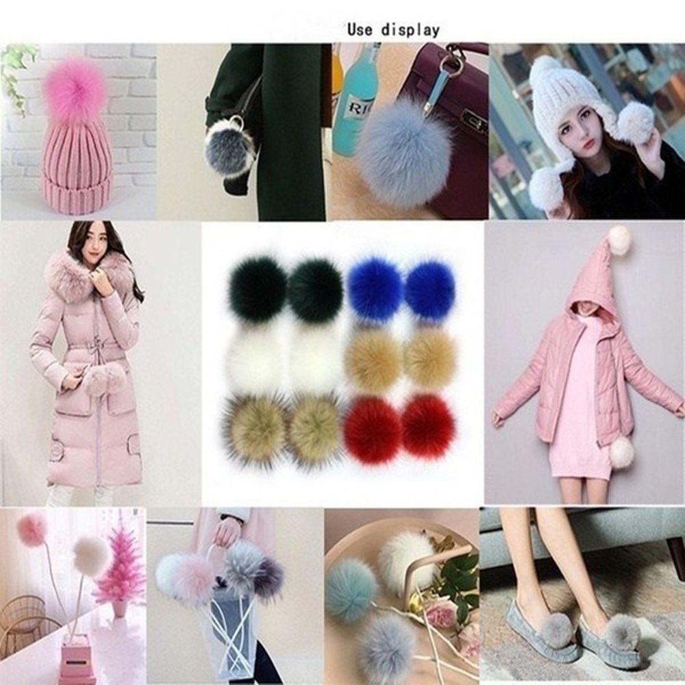 Одежда нажмите кнопку из искусственного лисьего меха, женская мода, сумки для волос, аксессуары, шапки с помпоном, декор