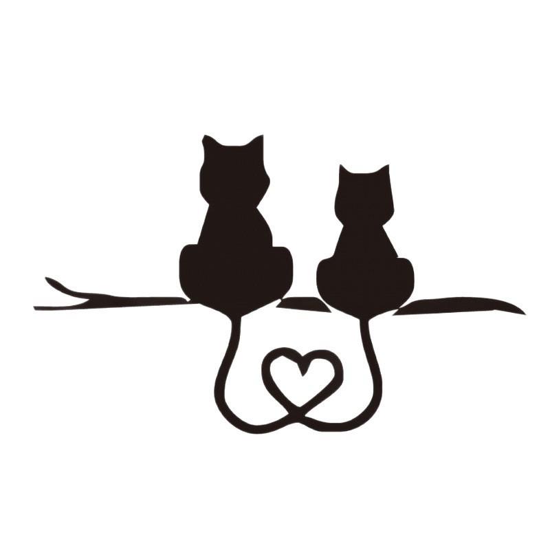 Светоотражающие мультяшные наклейки на машину с котами - Два милых кота с сердечками, царапающие наклейку