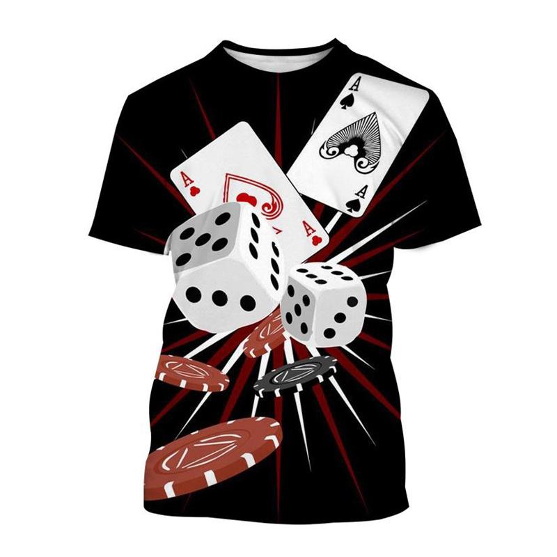 Футболка для мужчин в стиле ретро с 3D принтом в кости и покер, креативные крутые летние футболки с короткими рукавами, индивидуальная уличная футболка, топы, одежда