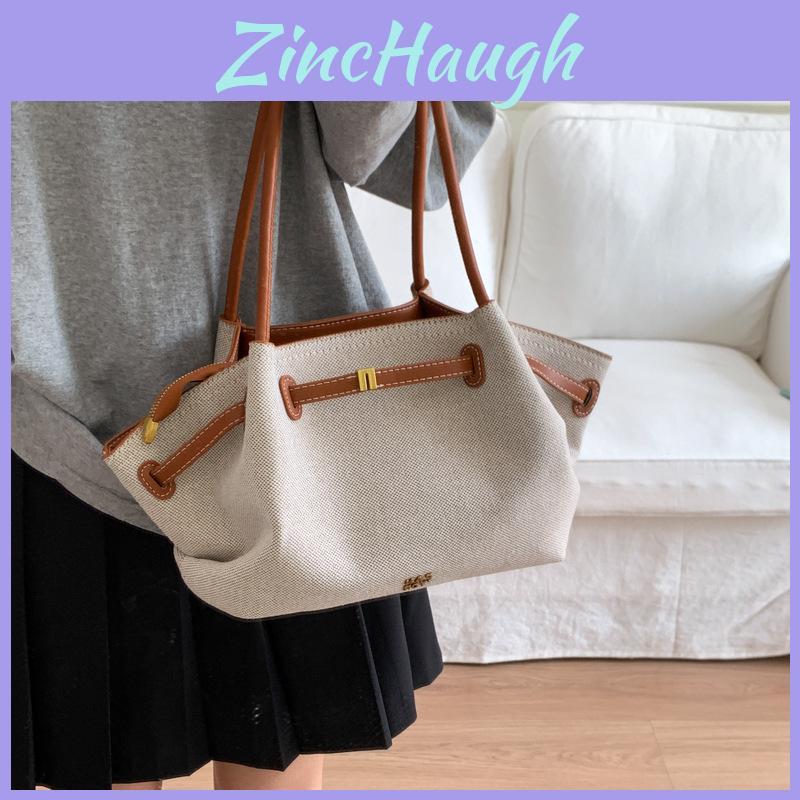 Classic Canvas Bag Women Large Capacity With Inner Zip Pocket For Work And Casual