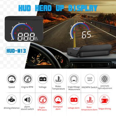 M13 Автомобильный HUD OBD2 Проектор на лобовое стекло КМ/ч, Мили/ч Сигнализация скорости Обороты Температура воды Напряжение Расход топлива