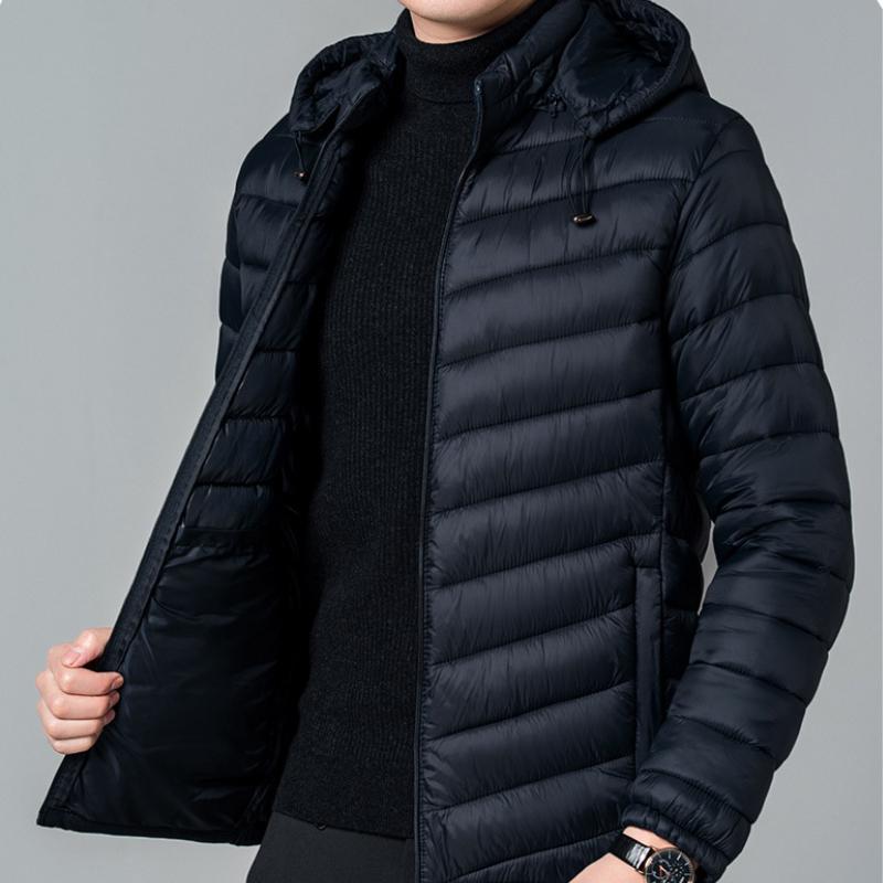 Мужские стеганые пальто зимняя верхняя одежда мужская пуховая куртка с капюшоном повседневная утепленная теплая легкая парка