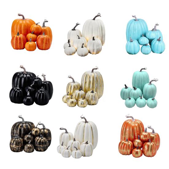 7 шт. Искусственные тыквы разных размеров, Искусственная пенопластовая тыква, Поделки, Фермерский дом, Деревенский, Осеннее украшение стола, Центральный элемент для Хэллоуина, Каминная полка