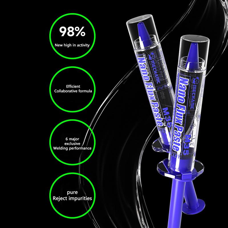 Паста-флюс M35 Nano 10 куб. см, высокопроизводительная, с 3 иглами, для пайки при ремонте материнских плат мобильных телефонов