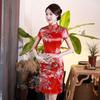 Летний Cheongsam с пряжками на бедрах, длиной до колена, в китайском стиле, летняя тонкая женская одежда Qipao