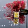 Bright Yellow CZ Pendant Necklace for Women Silver Color O Chain Fashion Delicate Girls Party Accessories Jewelry