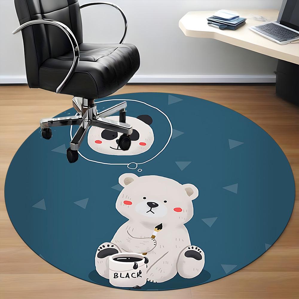 1pc Panda Bear Office Round Area Rug, Indoor Mat Suitable For Office, Under Office Chairs Bedroom Living Room Home Decor, Room Deco