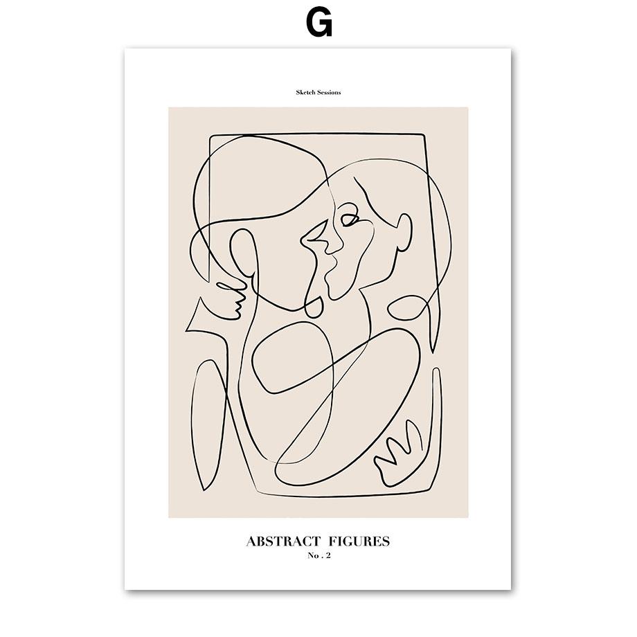 Абстрактные линии рисунка, женский цветок, минимализм, настенная живопись на холсте, постеры на скандинавскую тему и принты, картинки для декора гостиной