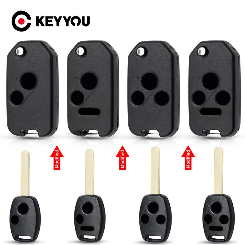 KEYYOU Modified Remote Key Shell Fob 2/3/4 Buttons Case For Honda Fit CRV Civic 2009 ight Ridgeline HRV Jazz ACCORD jazz 2008
