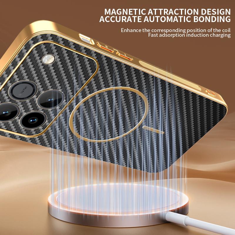For Honor Win Win RT Win Turbo electroplated carbon fiber magnetic fingerprint-resistant shockproof phone case