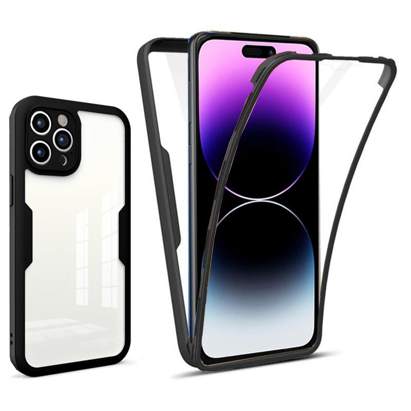 Чехол для телефона для iPhone 14 Pro Max Double 360, полный охват тела, мягкие чехлы для телефонов iPhone 14 Plus Pro Max, прозрачная передняя задняя крышка