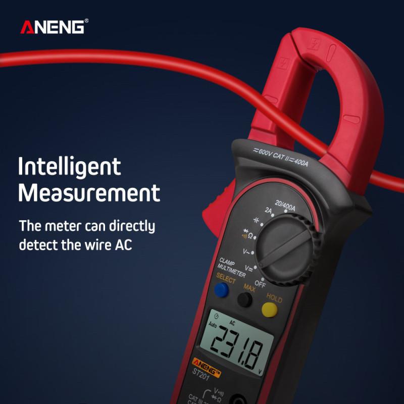 ANENG ST201 цифровой мультиметр с зажимами, амперметр, тестер транзисторов, тестер напряжения, красный цвет