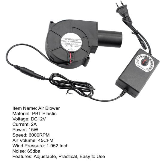 Вентилятор для кемпинга и барбекю, воздуходувка 6000 об/мин, регулируемая скорость, низкий уровень шума, многофункциональный, для приготовления пищи, барбекю, электрический вентилятор 7530